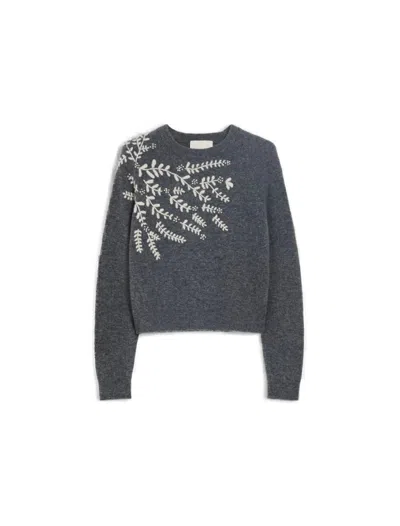 Iblues Liutaio Floral-embroidered Crew-neck Sweater In Blue