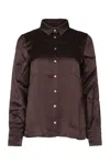 Iblues I Blues Satin Button Up Shirt In Brown