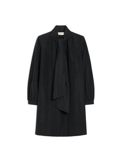 Iblues High-neck Tie-neck Mini Dress In Black