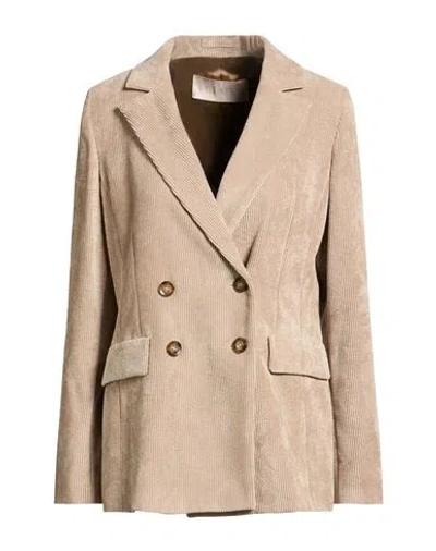 Iblues I Blues Woman Blazer Beige Size 2 Polyester, Polyamide, Elastane, Acetate In Brown