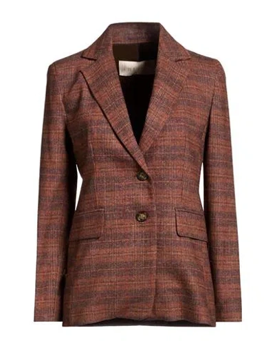 Iblues I Blues Woman Blazer Rust Size 2 Wool, Polyester, Viscose, Polyamide, Elastane In Brown
