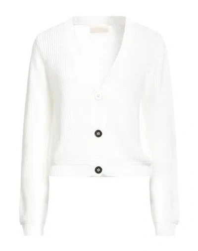 Iblues I Blues Woman Cardigan White Size L Cotton, Modal