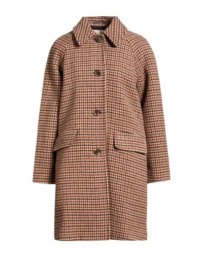 Iblues I Blues Woman Coat Brown Size 2 Wool, Polyamide