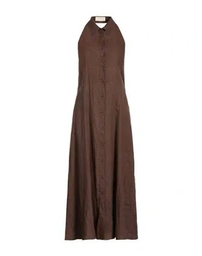 Iblues I Blues Woman Maxi Dress Brown Size 8 Linen