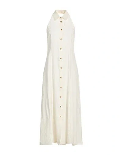 Iblues I Blues Woman Maxi Dress Ivory Size 6 Linen In White