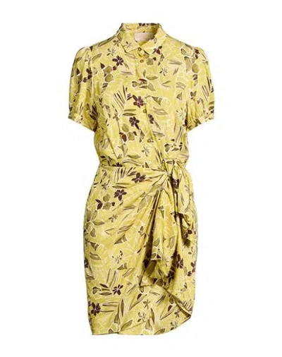 Iblues I Blues Woman Mini Dress Lime Green Size 10 Viscose In Yellow