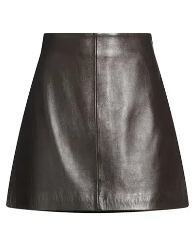 Iblues I Blues Woman Mini Skirt Dark Brown Size 2 Sheepskin