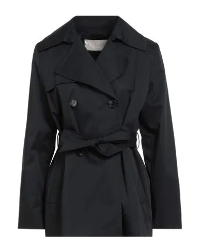 Iblues I Blues Woman Overcoat & Trench Coat Midnight Blue Size 4 Cotton, Elastane
