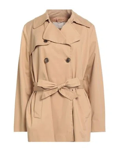 Iblues I Blues Woman Overcoat & Trench Coat Sand Size 10 Cotton, Elastane In Brown
