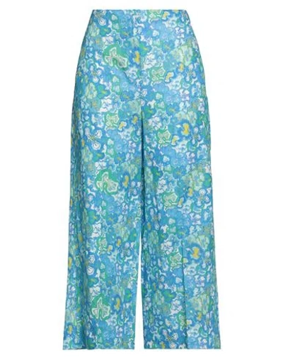 Iblues I Blues Woman Pants Azure Size 6 Cotton, Linen