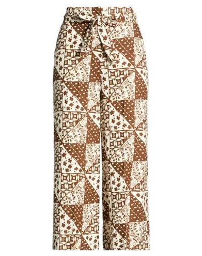 Iblues I Blues Woman Pants Brown Size 10 Linen, Viscose