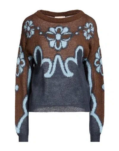Iblues I Blues Woman Sweater Brown Size S Acrylic, Polyamide, Mohair Wool