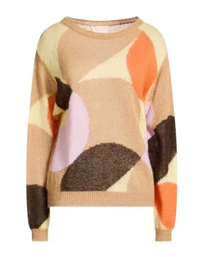Iblues I Blues Woman Sweater Camel Size L Acrylic, Polyamide, Mohair Wool In Multi