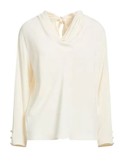 Iblues I Blues Woman Top Cream Size 6 Acetate, Silk In White