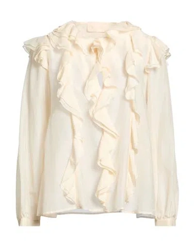 Iblues I Blues Woman Top Cream Size 8 Cotton, Silk In Neutral
