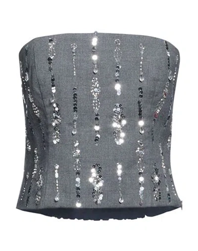 Iblues I Blues Woman Top Grey Size 10 Polyester, Viscose, Elastane In Gray