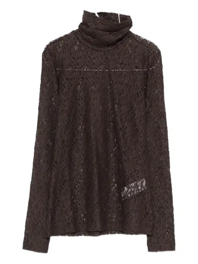Iblues Lace-detail High-neck Top In Brown