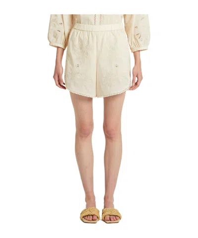 Iblues Lace Embroidered Shorts In Neutral