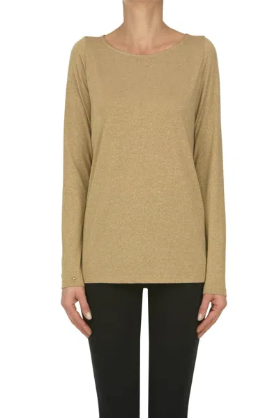 Iblues Lamè Fabric T-shirt In Gold