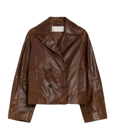 Iblues Leather Jacket In Brown