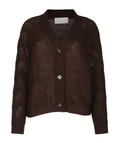 Iblues Long-sleeved Knitted Cardigan In Black