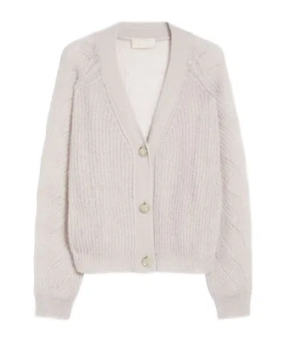 Iblues Long-sleeved Knitted Cardigan In White