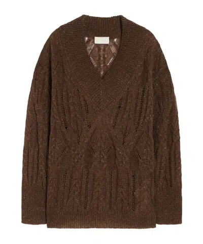 Iblues Long-sleeved Sweater In Dark Brown