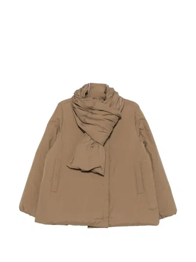 Iblues Padded Scarf-detail Jacket In Brown