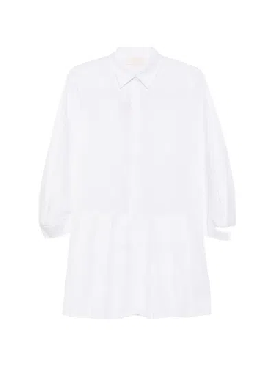 Iblues Pleated Long-sleeve Mini Dress In White