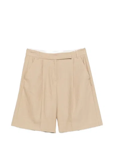 Iblues Pleated Twill Shorts In Neutral