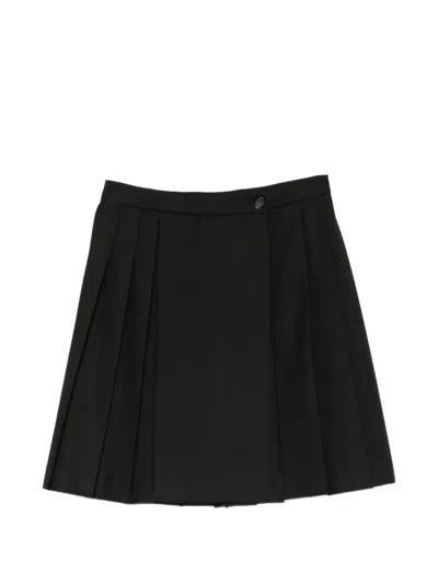 Iblues Pleated Wrap Mini Skirt In Black