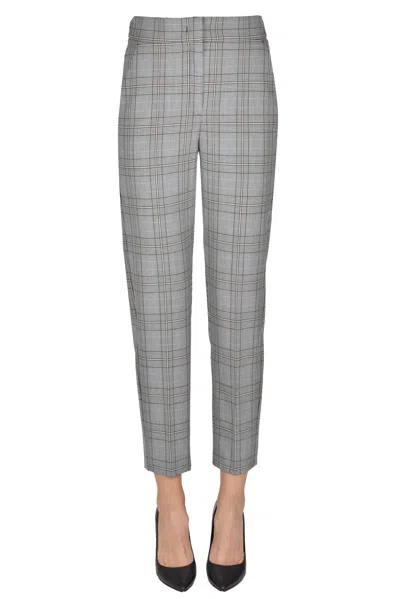 Iblues Prince Of Wales Print Trousers In Gray