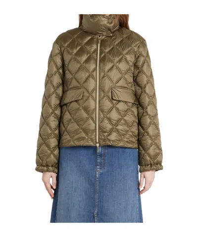 Iblues Quilted Zippered Jacket In Brown