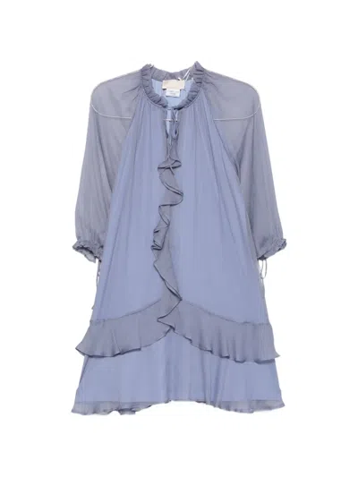 Iblues Ruffled Tiered Mini Dress In Blue