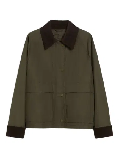 Iblues Sarzana Corduroy-collar Short Coat In Green