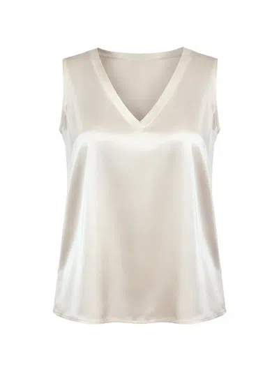 Iblues Satin-finish V-neck Blouse In Neutral