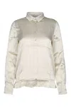 Iblues I Blues Satin Button Up Shirt In Neutral