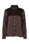Iblues I Blues Satin Button Up Shirt In Black