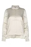 Iblues I Blues Satin Button Up Shirt In Neutral