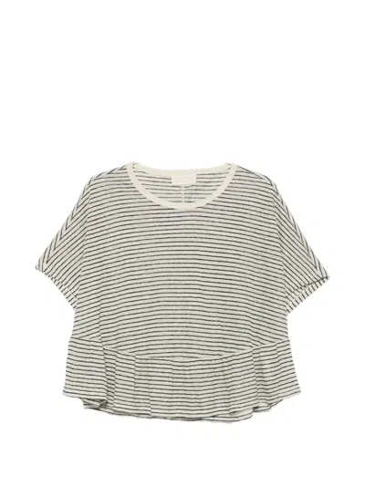 Iblues Striped Peplum T-shirt In Black