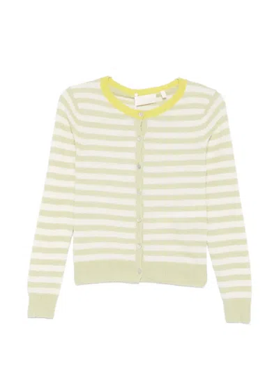 Iblues Striped Round-neck Cardigan In Nude