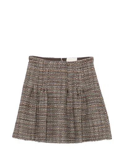 Iblues Tweed Box-pleat Mini Skirt In Multi