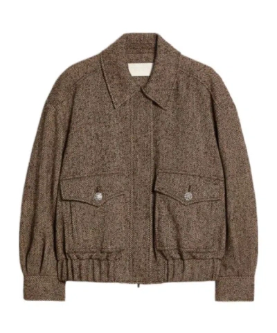 Iblues Tweed Jacket In Brown