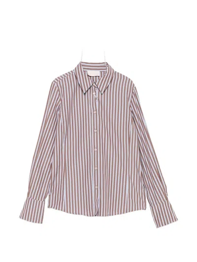 Iblues Vertical-stripe Shirt In Brown