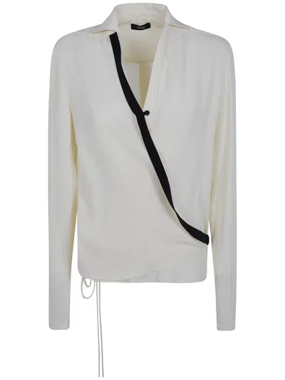 Ibrigu Asymmetrical Silk Shirt With Contrasting Bias White In Neutral