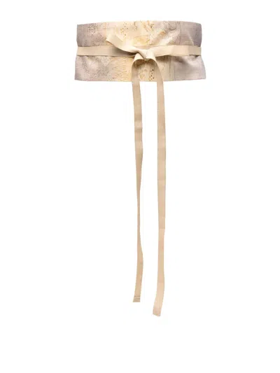 Ibrigu Obi Embroidered Belt In Brown