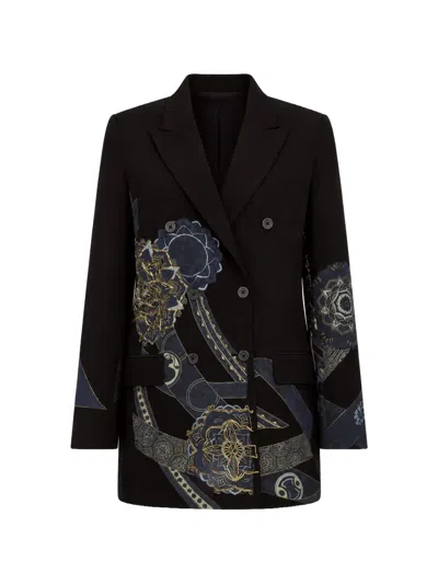 Ibrigu Double-breasted Patchwork Jacket In Black