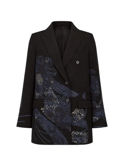 Ibrigu Floral-print Blazer In Black
