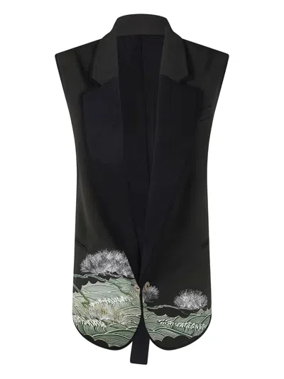 IBRIGU GRAPHIC-PRINT BACKLESS BLAZER