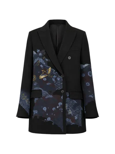 Ibrigu Graphic-print Embroidered Blazer In Black